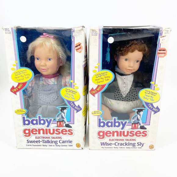 Baby Geniuses Wise-Cracking Sly Sweet Talking Carrie Doll Lot 2 1997 FLAWS READ - Picture 1 of 16
